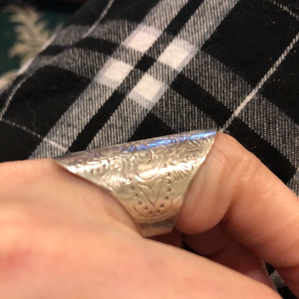 Adjustable Sterling Silver Etched Ring - image 5